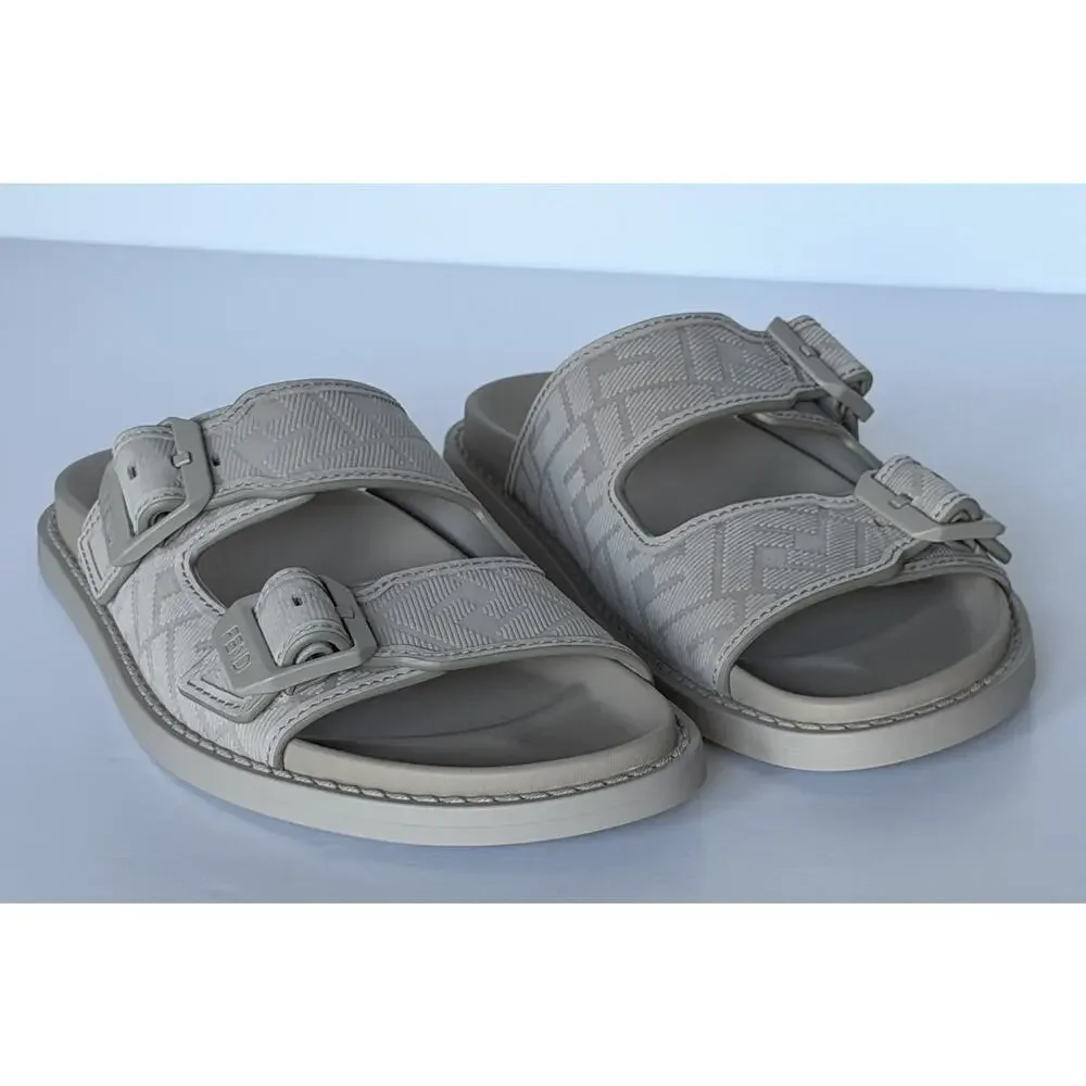 Fendi Men's FF Feel Slide Sandals Beige 11 US/10 UK IT 7X1604 NIB $1050